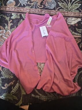 NWT Simply Noelle Pink Multi Way Wrap Cardigan Sweater